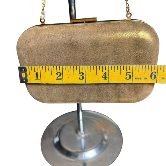 Banana Republic Gold Glitter Genuine Leather Clutch Evening Bag - Picture 6 of 10